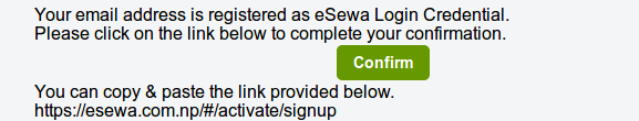 New Create eSewa Account - Email activation