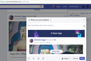 How to Share memory in Facebook - Time and Update