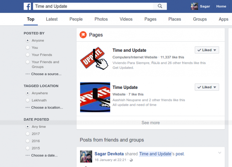 How to use Facebook Search Engine Time and Update