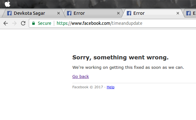 Facebook.com Sorry, something went wrong. We're working on getting