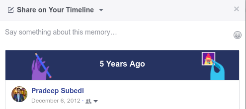 How to Share memory in Facebook - Time and Update