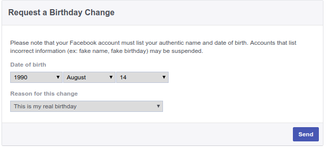 How to Facebook Change Birthday After limit